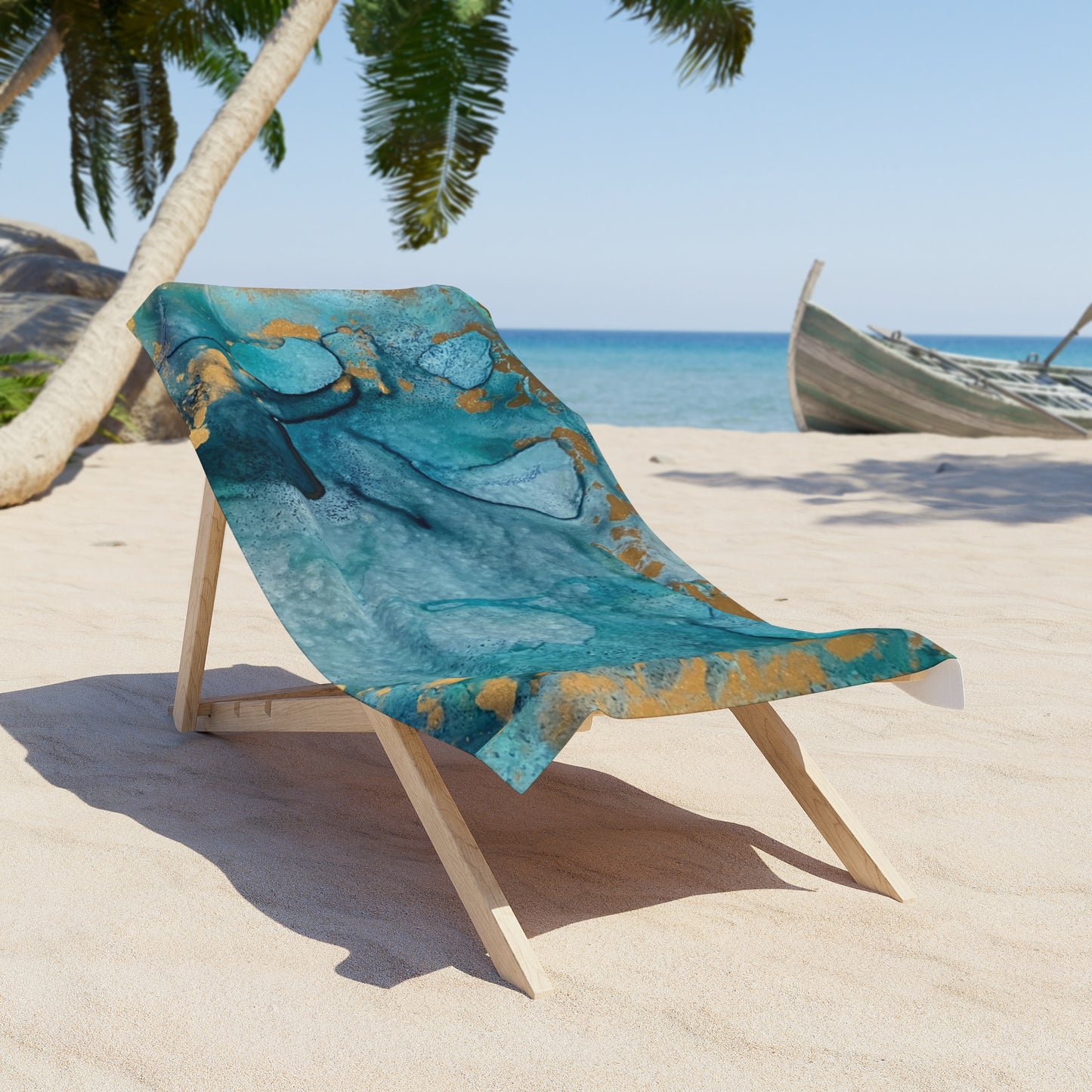 Elegant Abstract Blue Beach Towel - Perfect for Summer Relaxation & Coastal Getaways